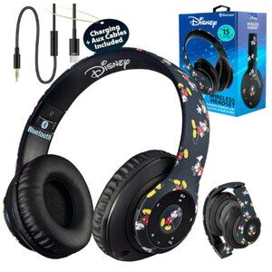 Disney Mickey Mouse Bluetooth Headphones Over Ear, Wireless and Wired Foldables